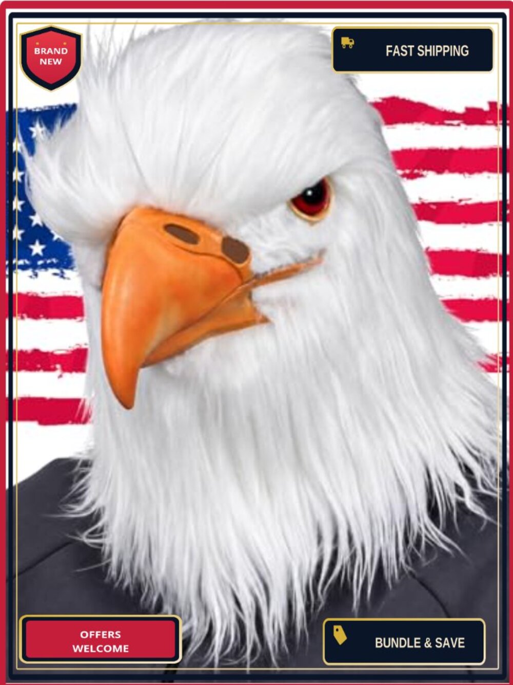 Eagle Head Mask Latex Hairy Animal Bird Costume Mask Adult Halloween